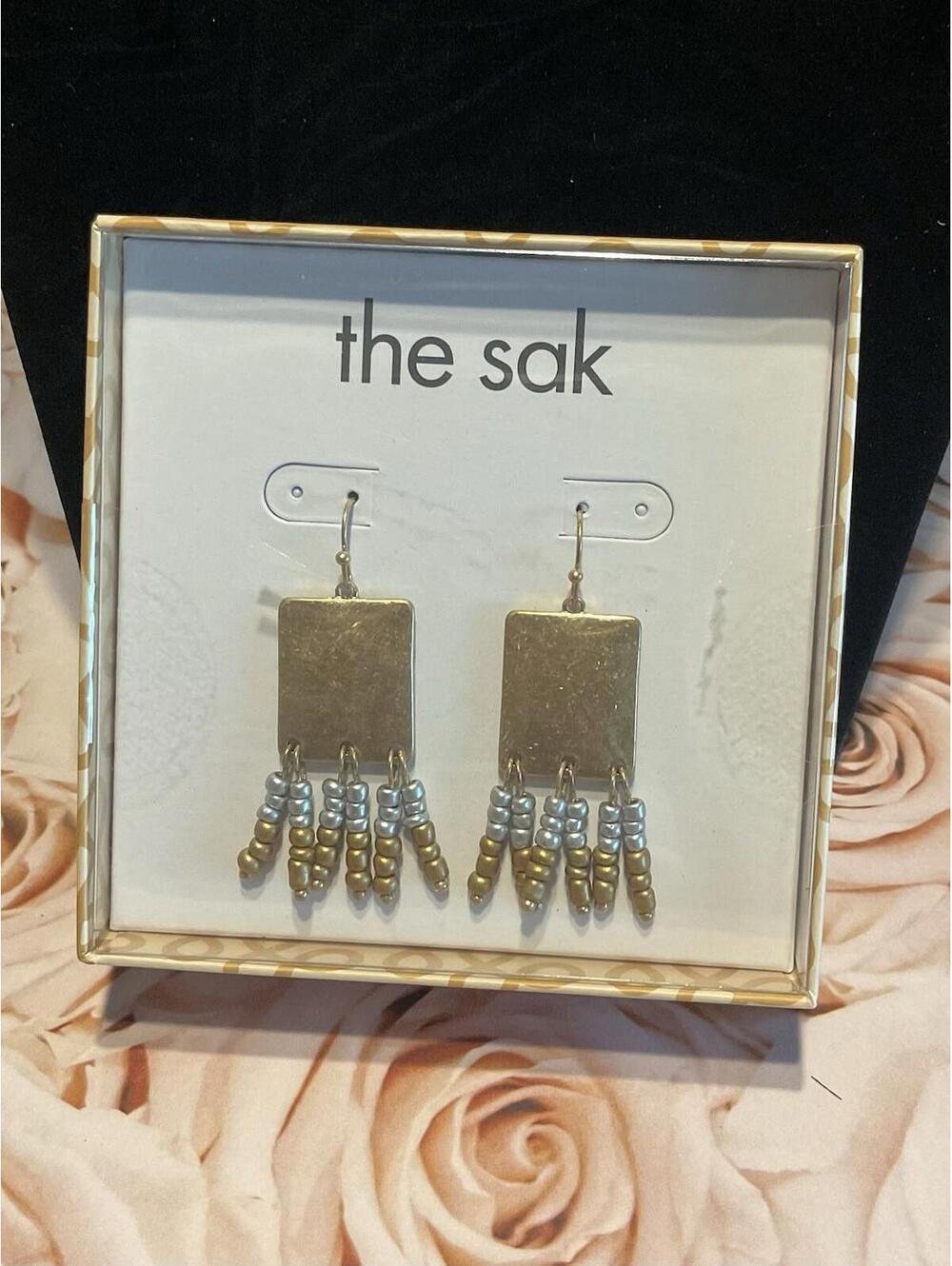 THE SAK NEW IN GIFT BOX gold Tone Dangle Earrings #1001